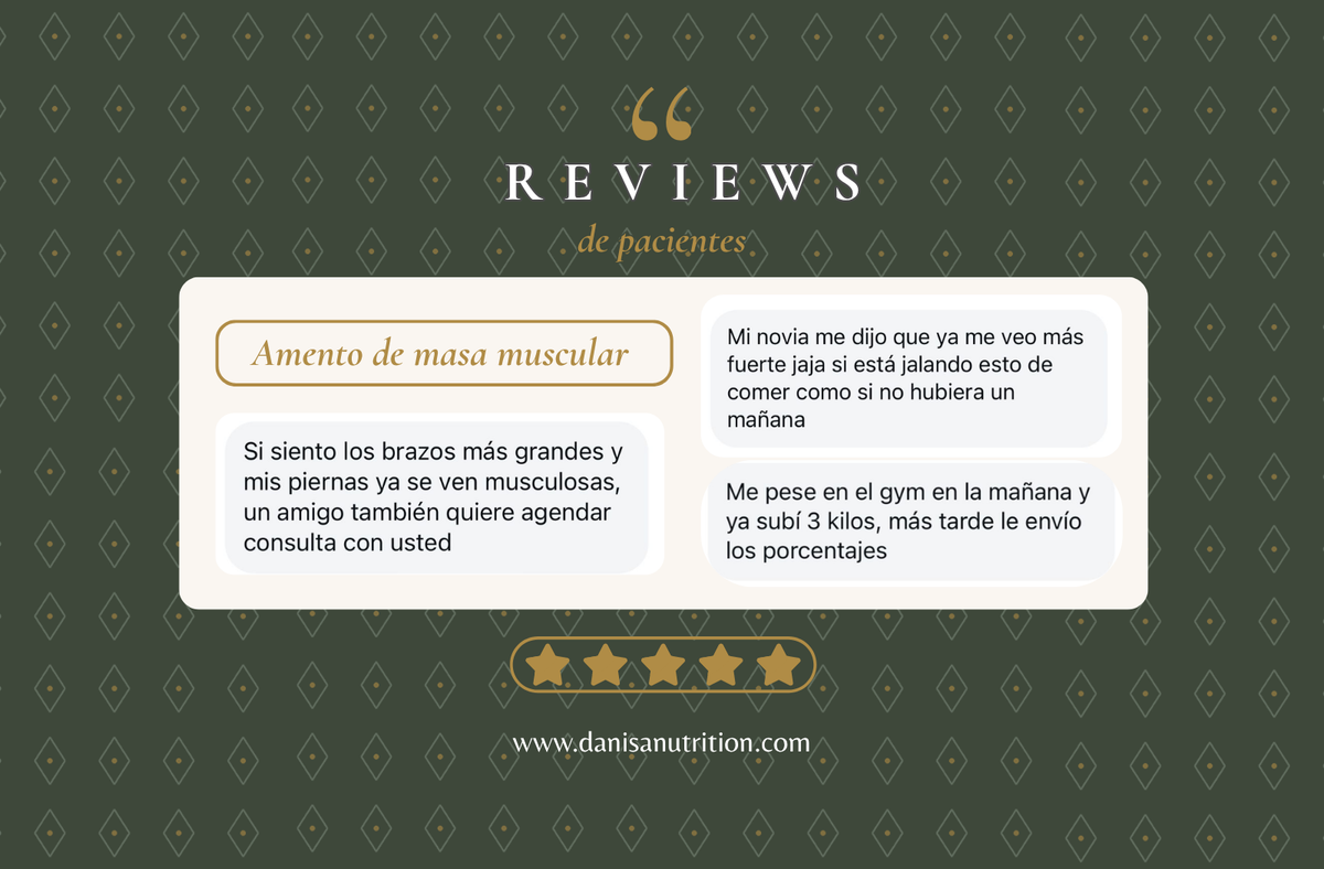 Pacientes dando reseñas positivas de su consulta nutricional en DANISA NUTRITION